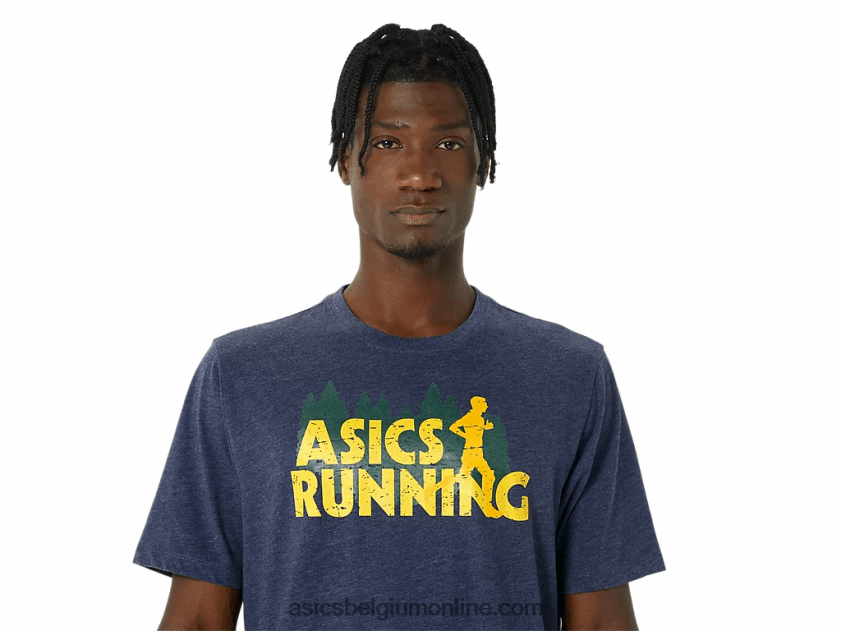 groenblijvend trailrun-T-shirt V6HXR2803 peacoat heide Asics
