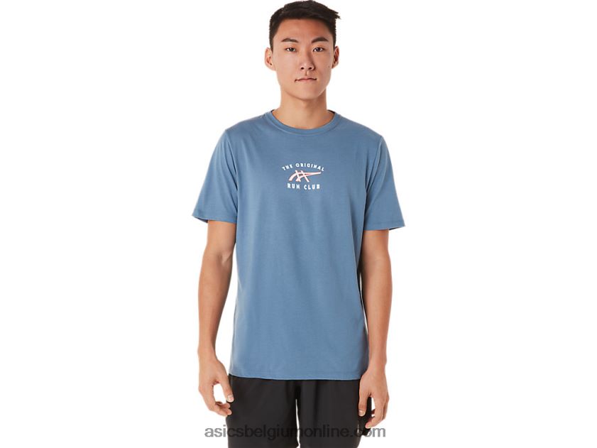hardloopclub-T-shirt met korte mouwen V6HXR21700 stormblauw Asics