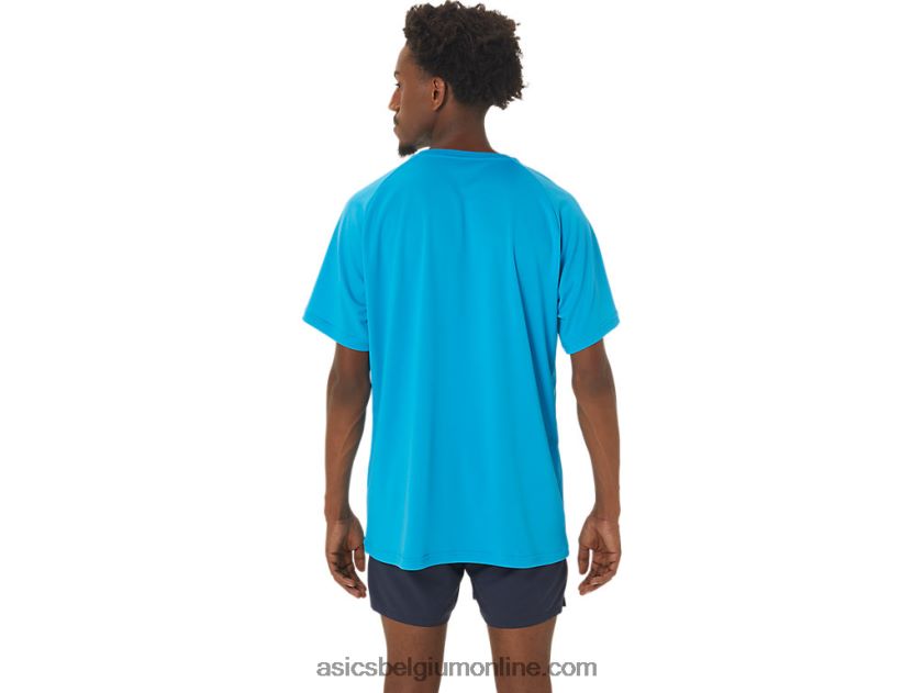 heren finishlijn grafische top met korte mouwen V6HXR2237 eiland blauw Asics