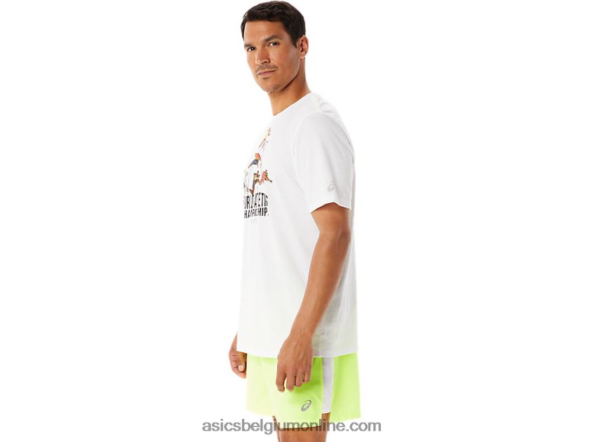 heren grafische korte mouw wc V6HXR21286 briljant wit Asics