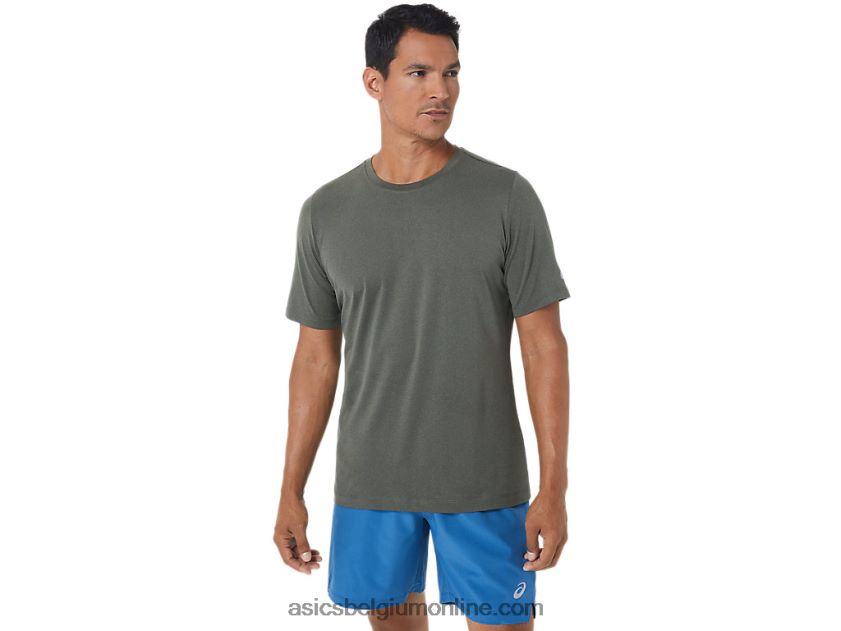 heren hthr tech top met korte mouwen V6HXR21049 mantel groene heide Asics