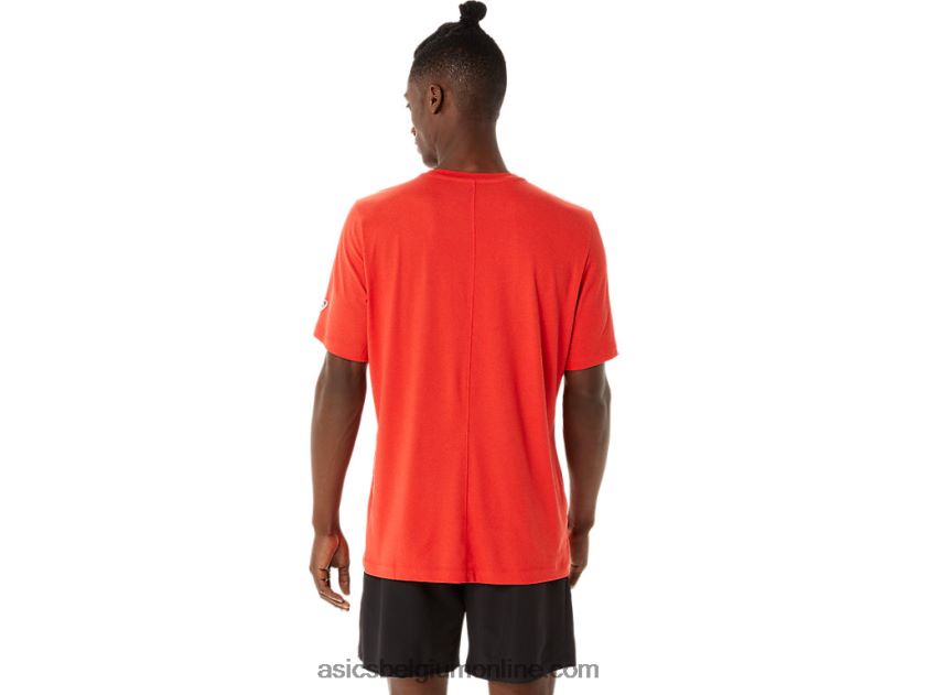 heren hthr tech top met korte mouwen V6HXR21422 vurige rode heide Asics