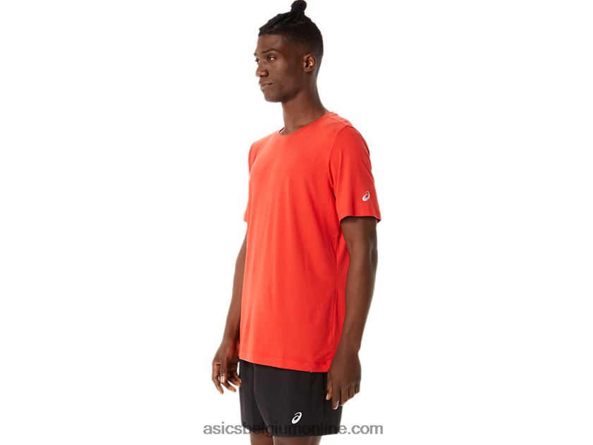 heren hthr tech top met korte mouwen V6HXR21422 vurige rode heide Asics
