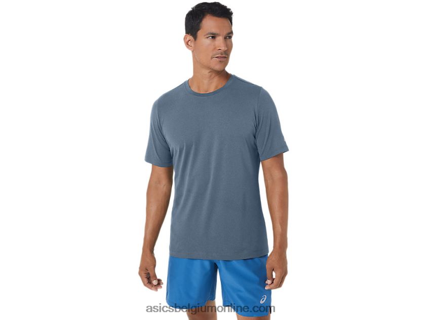 heren hthr tech top met korte mouwen V6HXR2160 staalblauwe heide Asics