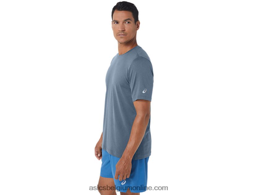 heren hthr tech top met korte mouwen V6HXR2160 staalblauwe heide Asics