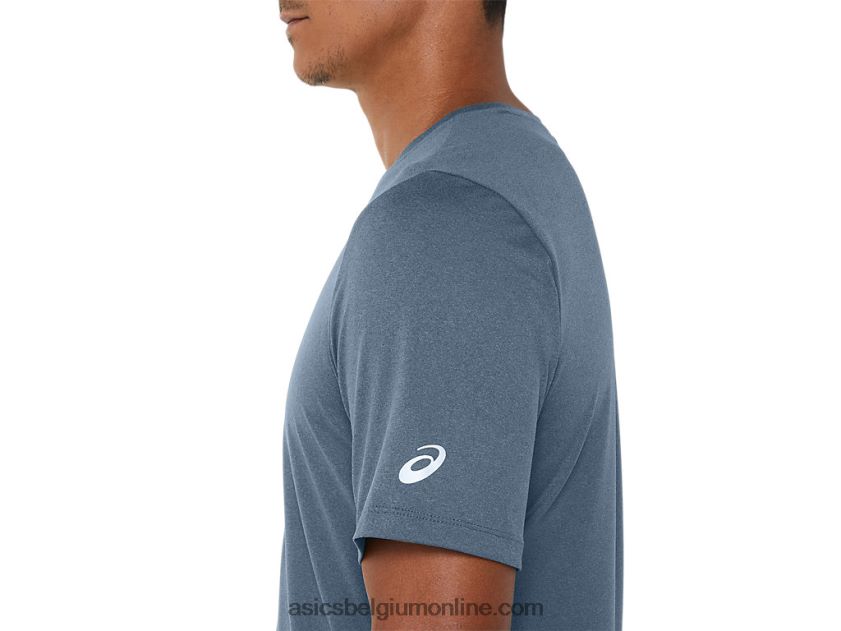 heren hthr tech top met korte mouwen V6HXR2160 staalblauwe heide Asics
