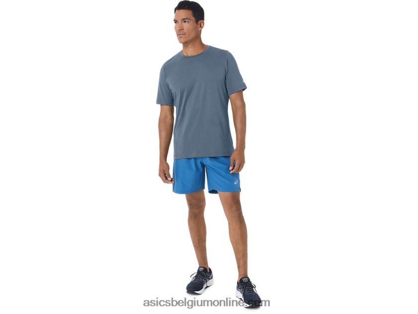 heren hthr tech top met korte mouwen V6HXR2160 staalblauwe heide Asics