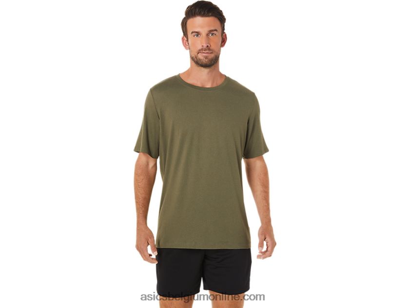 heren hthr tech top met korte mouwen V6HXR21705 olijf canvas heide Asics