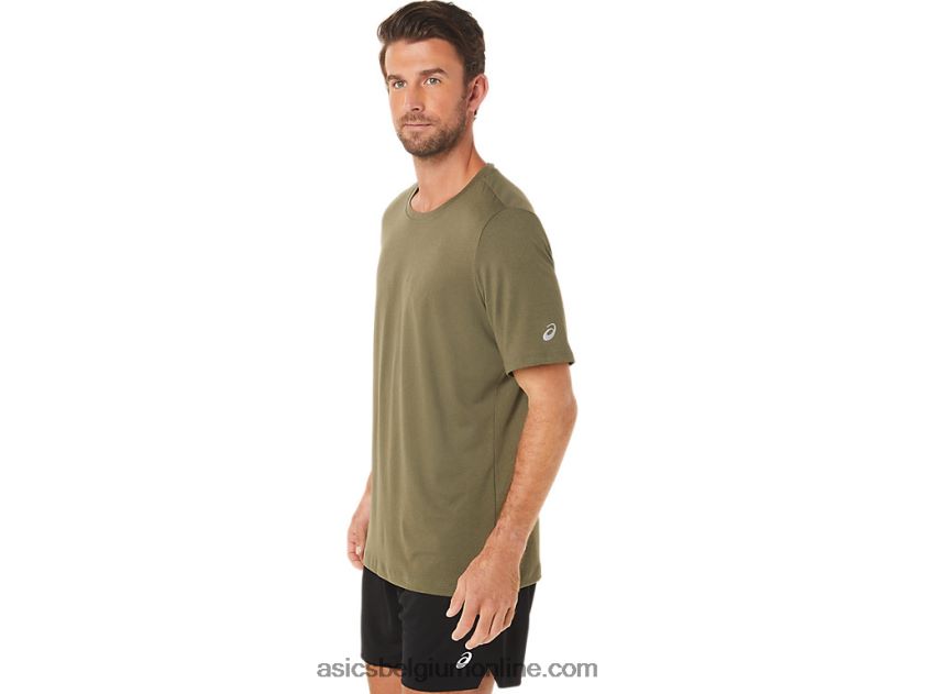 heren hthr tech top met korte mouwen V6HXR21705 olijf canvas heide Asics