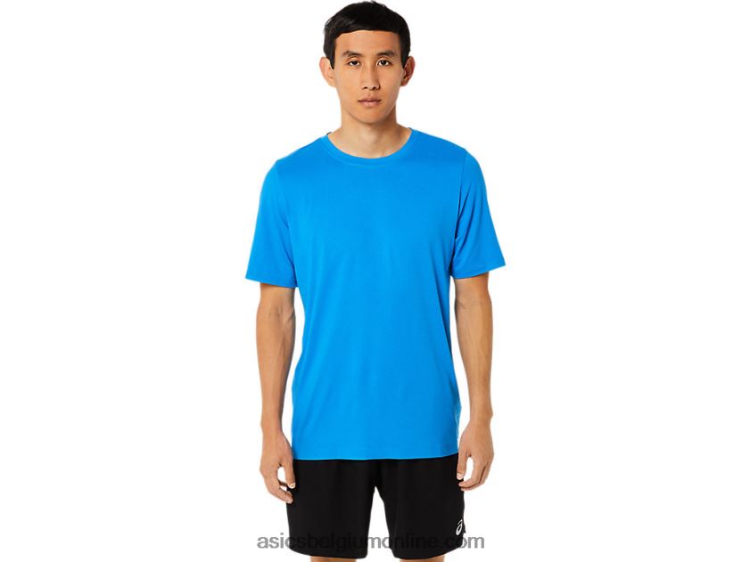 heren hthr tech top met korte mouwen V6HXR21710 elektrische blauwe heide Asics