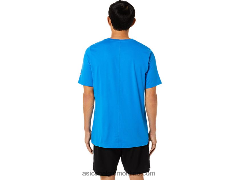 heren hthr tech top met korte mouwen V6HXR21710 elektrische blauwe heide Asics