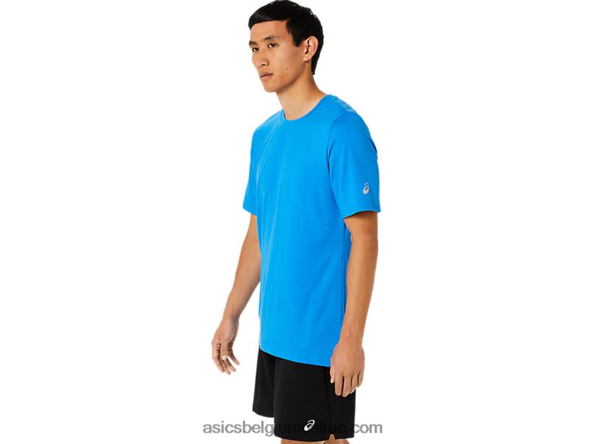 heren hthr tech top met korte mouwen V6HXR21710 elektrische blauwe heide Asics