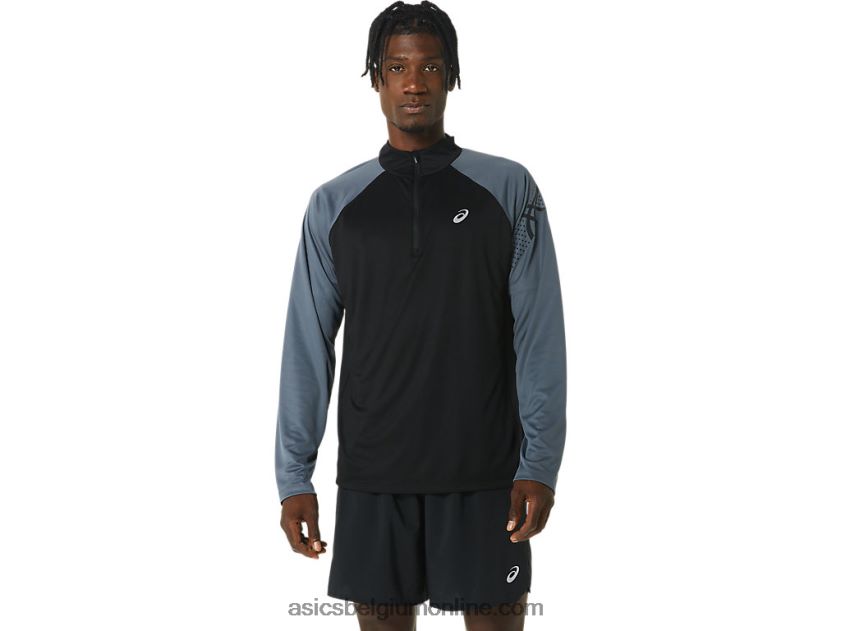 heren icon lange mouw 1/2 rits V6HXR2463 performance zwart/drager grijs Asics