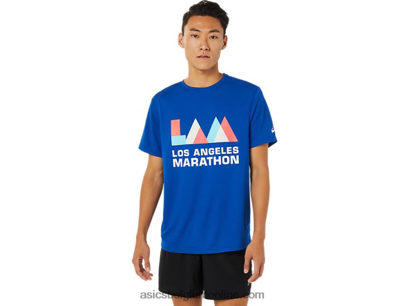 heren la marathon korte mouw V6HXR21622 blauw Asics