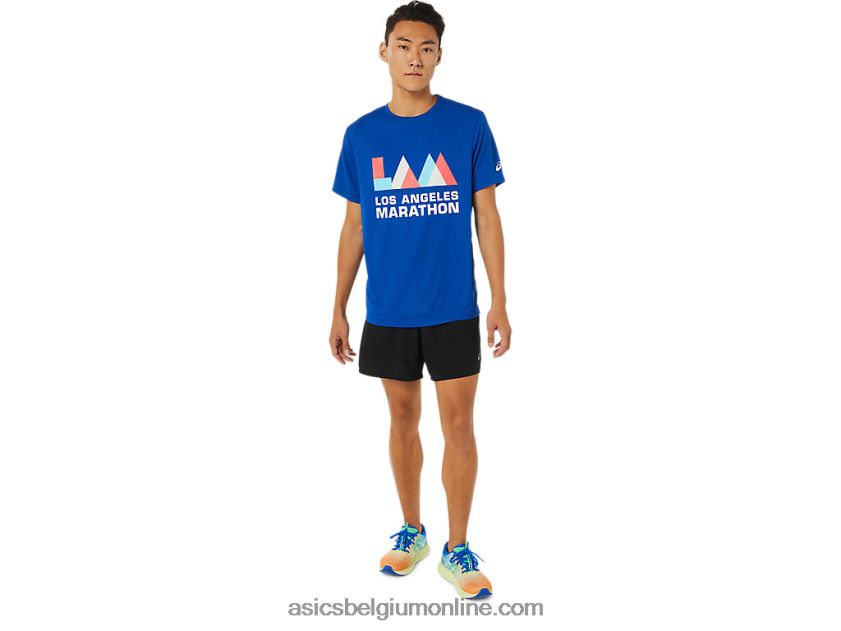 heren la marathon korte mouw V6HXR21622 blauw Asics