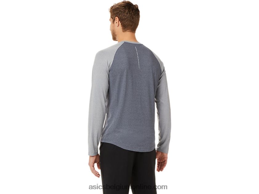 heren perf henley met lange mouwen V6HXR22025 drager grijs/sheet rock heide Asics