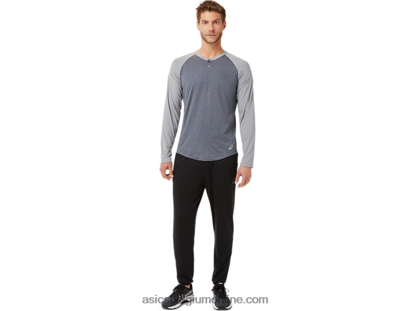 heren perf henley met lange mouwen V6HXR22025 drager grijs/sheet rock heide Asics