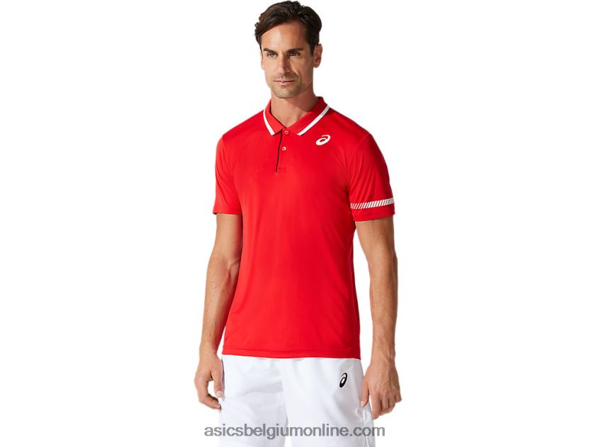 heren poloshirt V6HXR21775 klassiek rood Asics