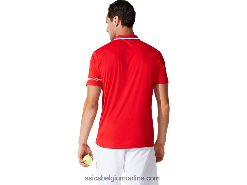 heren poloshirt V6HXR21775 klassiek rood Asics
