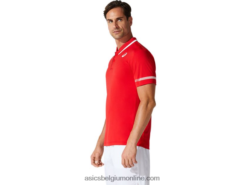 heren poloshirt V6HXR21775 klassiek rood Asics