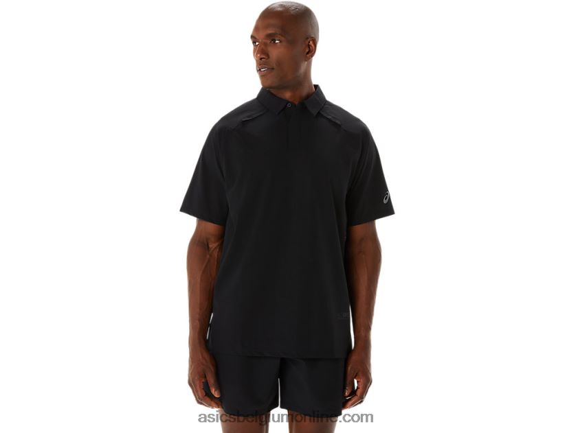 heren poloshirt van actibreeze jacquard V6HXR2270 prestatie zwart Asics