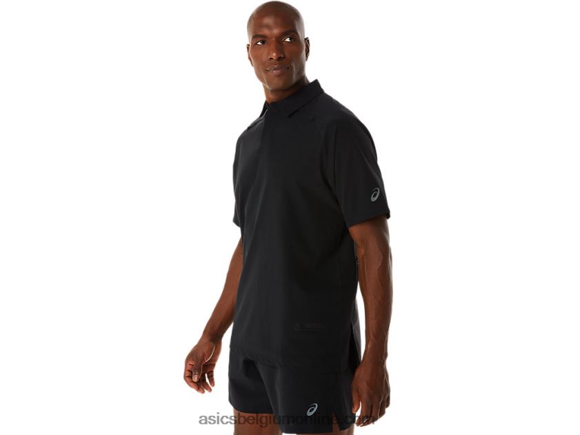 heren poloshirt van actibreeze jacquard V6HXR2270 prestatie zwart Asics