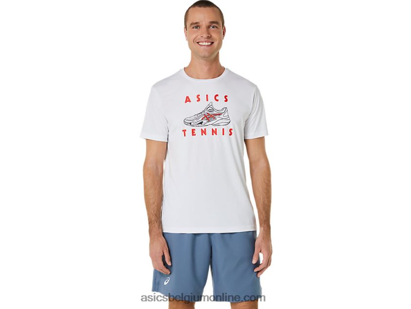 heren pumps met grafisch T-shirt V6HXR2534 briljant wit Asics