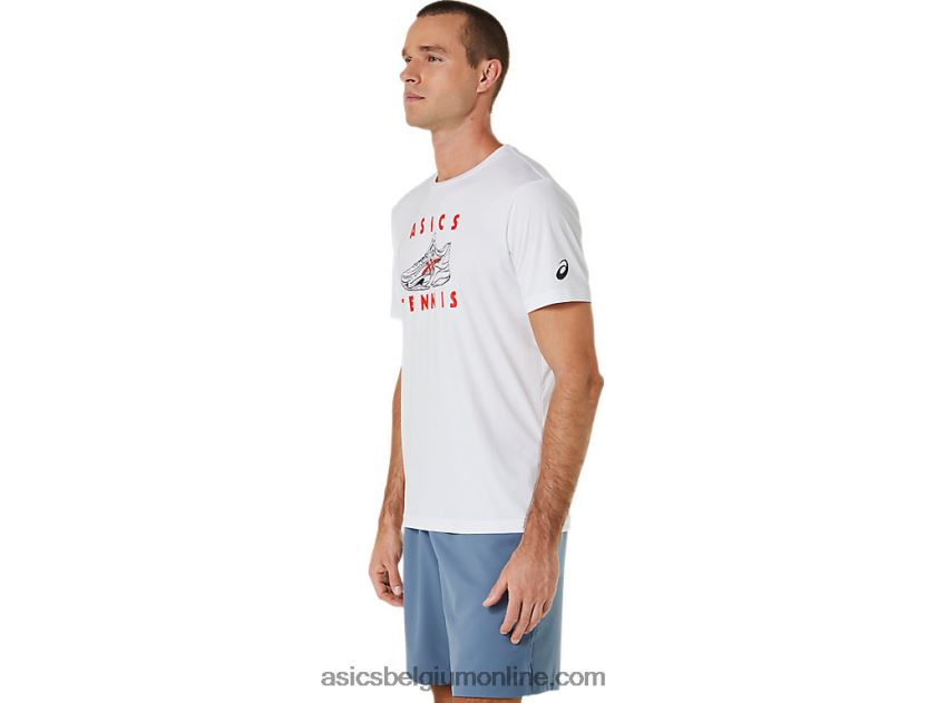 heren pumps met grafisch T-shirt V6HXR2534 briljant wit Asics