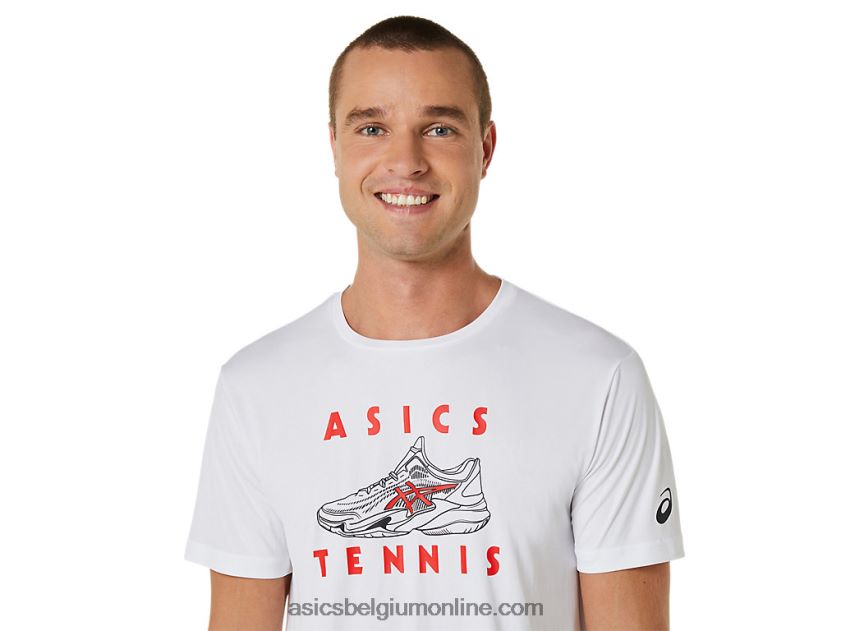 heren pumps met grafisch T-shirt V6HXR2534 briljant wit Asics