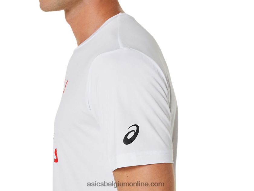 heren pumps met grafisch T-shirt V6HXR2534 briljant wit Asics
