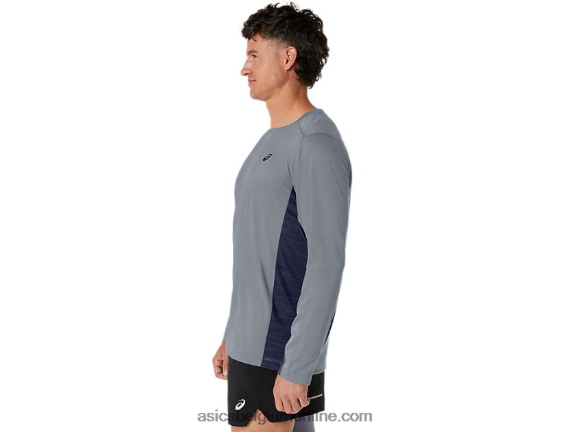 heren train sana lange mouw V6HXR2211 bladsteen/peacoat Asics