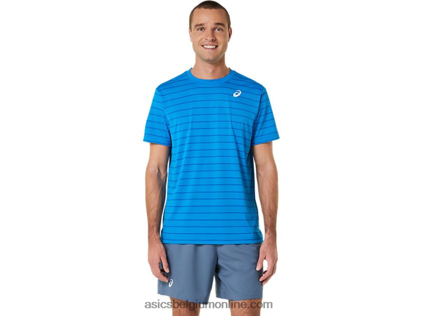 herentop met strepen en korte mouwen V6HXR2411 directoire blauw Asics