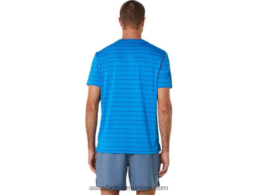 herentop met strepen en korte mouwen V6HXR2411 directoire blauw Asics