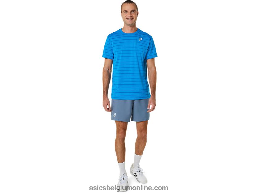 herentop met strepen en korte mouwen V6HXR2411 directoire blauw Asics