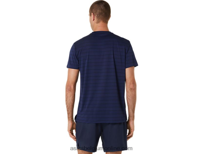 herentop met strepen en korte mouwen V6HXR2443 middernacht Asics
