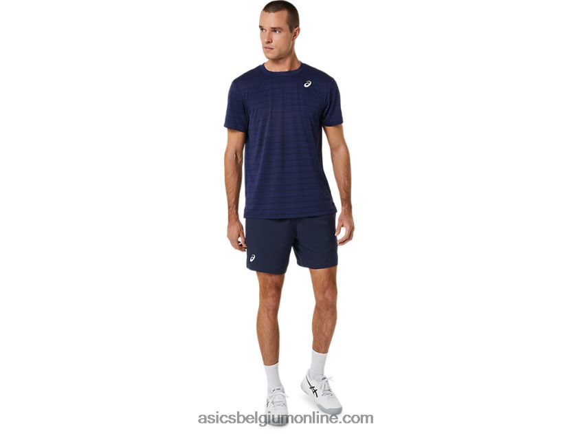herentop met strepen en korte mouwen V6HXR2443 middernacht Asics
