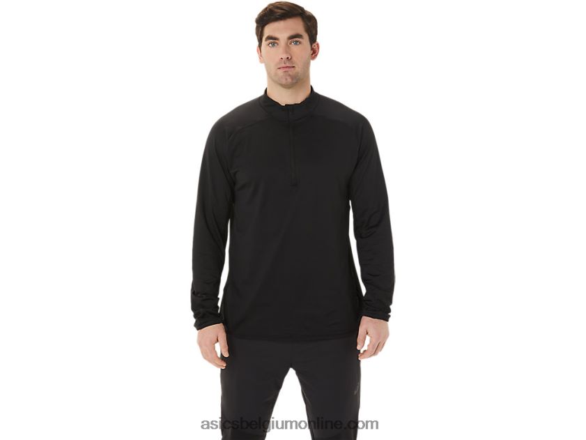 herentop van actibreeze jacquard met 1/2 rits V6HXR2760 prestatie zwart Asics