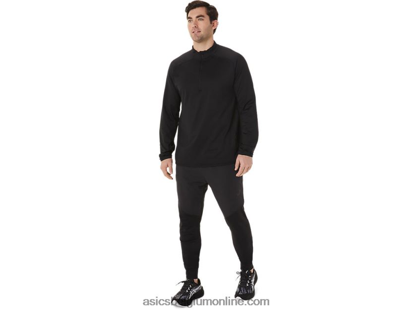 herentop van actibreeze jacquard met 1/2 rits V6HXR2760 prestatie zwart Asics