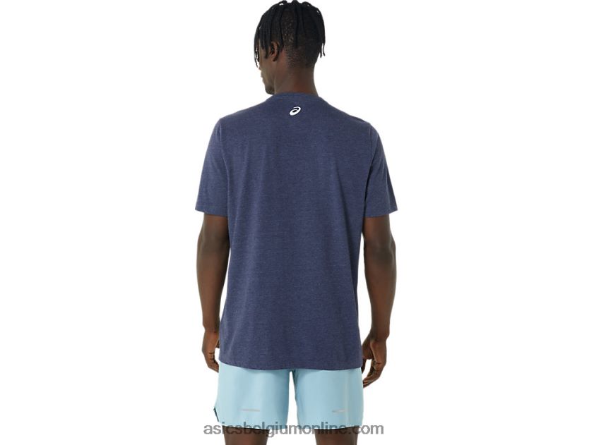 hibiscus slogan T-shirt V6HXR21045 peacoat heide Asics