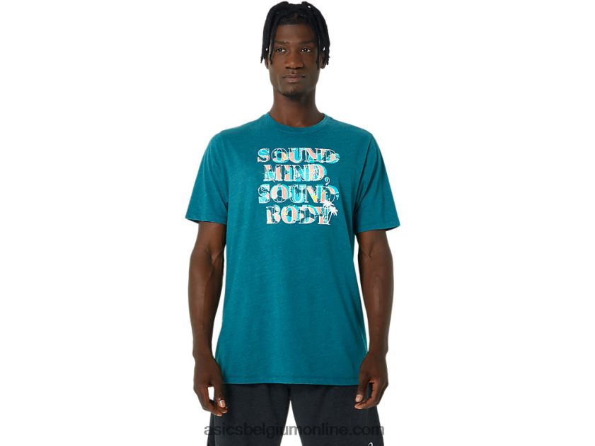 hibiscus slogan T-shirt V6HXR2798 fluwelen dennenheide Asics