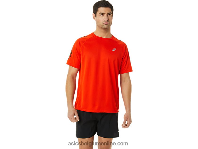 iconisch herentopje met korte mouwen V6HXR21048 cherrytomaat/performance zwart Asics