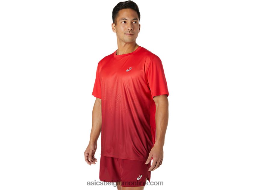 kasane herentop met korte mouwen V6HXR21778 elektrisch rood/bordeaux Asics
