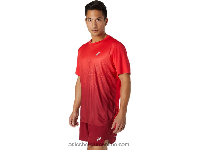 kasane herentop met korte mouwen V6HXR21778 elektrisch rood/bordeaux Asics