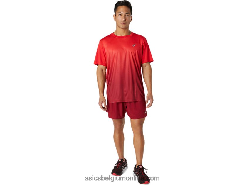 kasane herentop met korte mouwen V6HXR21778 elektrisch rood/bordeaux Asics