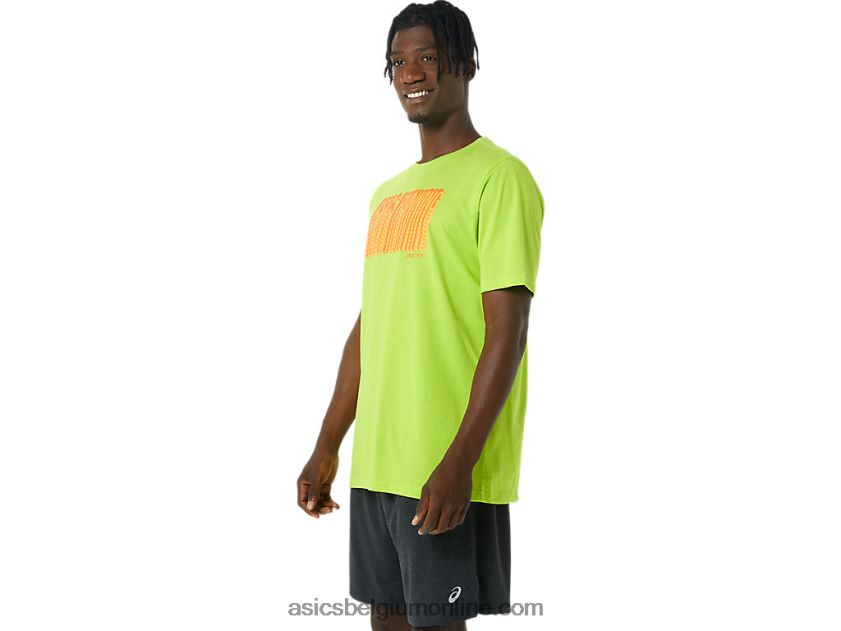 lang abstract logo-T-shirt V6HXR21033 limoenschil Asics