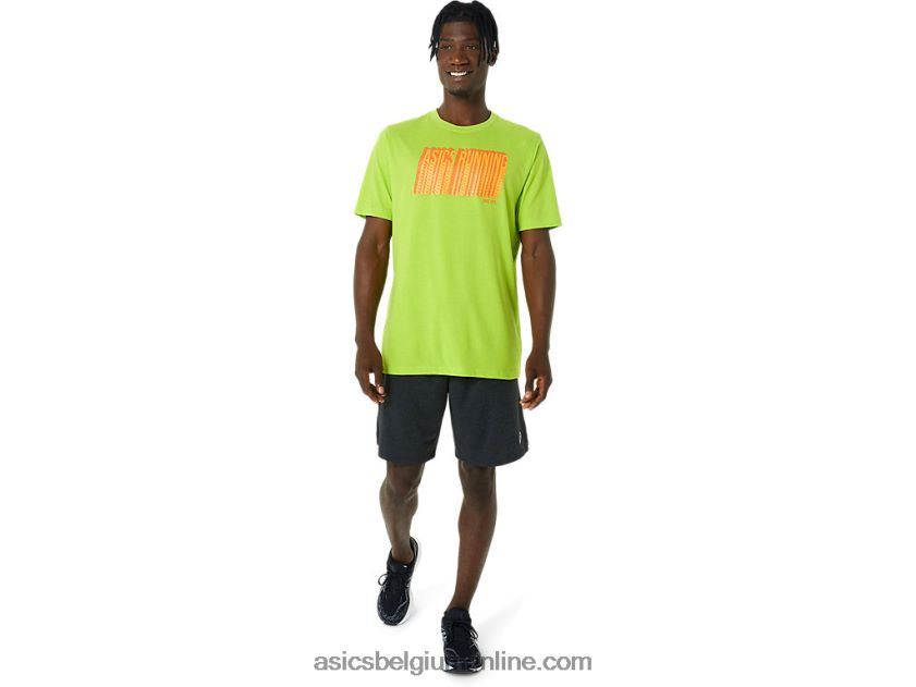 lang abstract logo-T-shirt V6HXR21033 limoenschil Asics