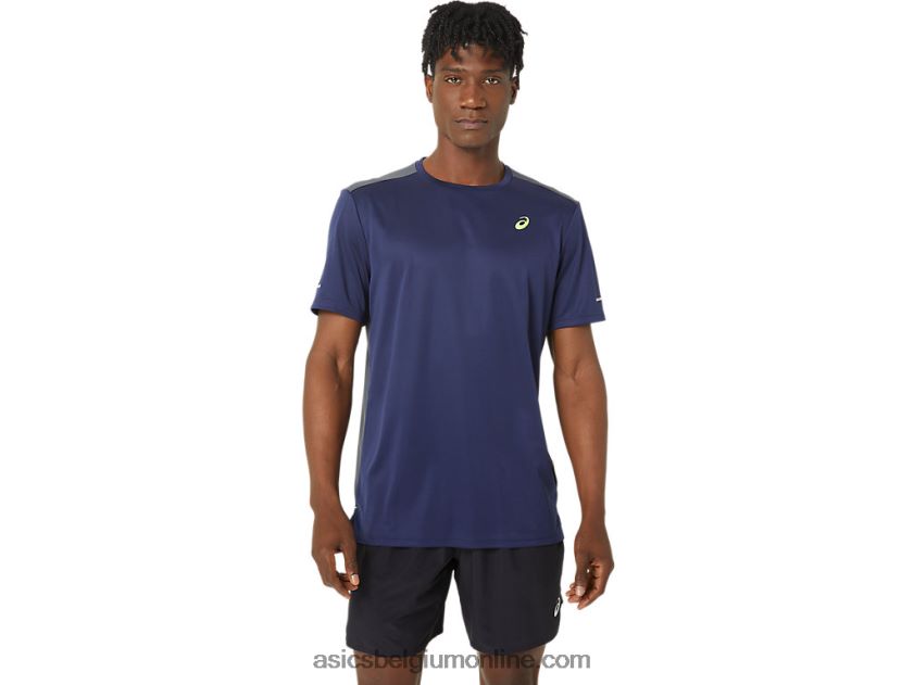 lite-show mesh top met korte mouwen V6HXR276 peacoat/drager grijs Asics