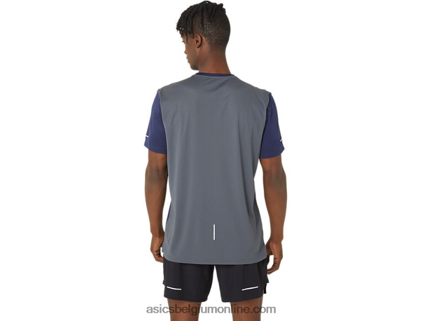 lite-show mesh top met korte mouwen V6HXR276 peacoat/drager grijs Asics