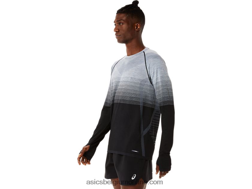 naadloze herentop met lange mouwen V6HXR21073 performance zwart/drager grijs Asics