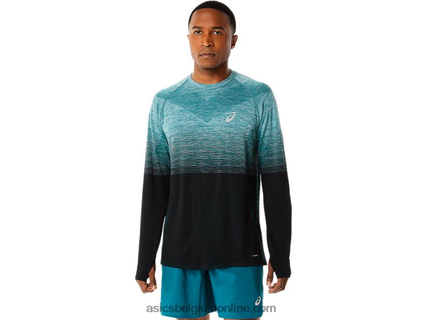 naadloze herentop met lange mouwen V6HXR2862 fluweel grenen/performance zwart Asics